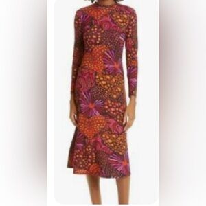 FARM Rio Long Sleeve Floral Maxi Dress in Pink & Orange